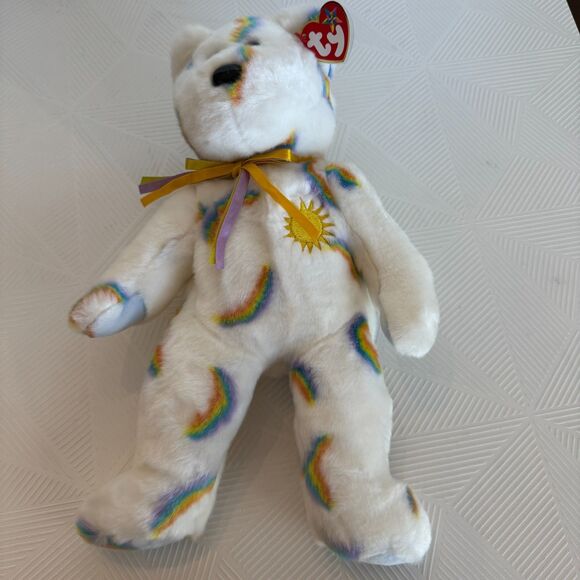Ty Large Plush Beanie Buddies CHEERY the Sunshine Bear With Rainbows 2002 MWMT - Picture 13 of 13